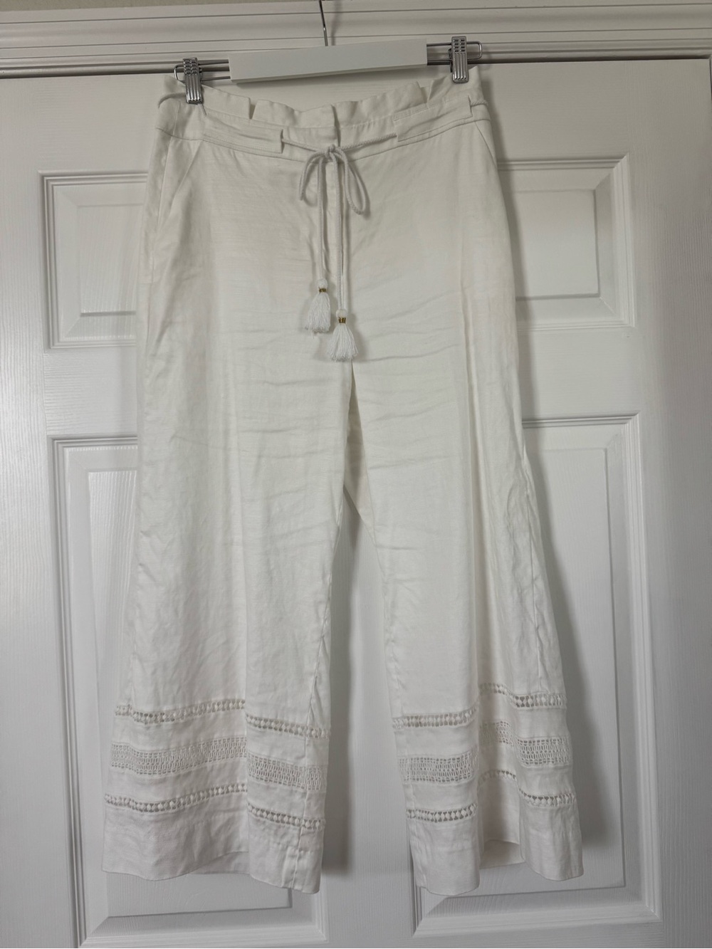 WHBM Women’s White Linen-Blend Pants